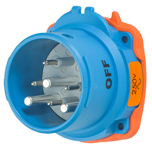 63-68072-974 - DSN60 INLET POLY BLUE SIZE 3 TYPE 4X IP 69 2P+G 60A 250 VAC 60 Hz +4 AUX